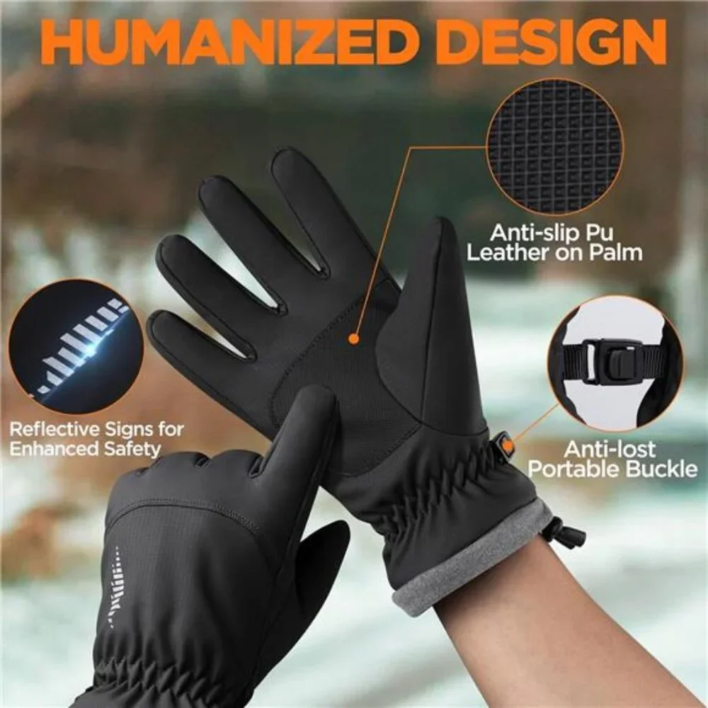 Unisex Winter Waterproof Ski Snow Warm Thermal Gloves with Touchscreen Fingers